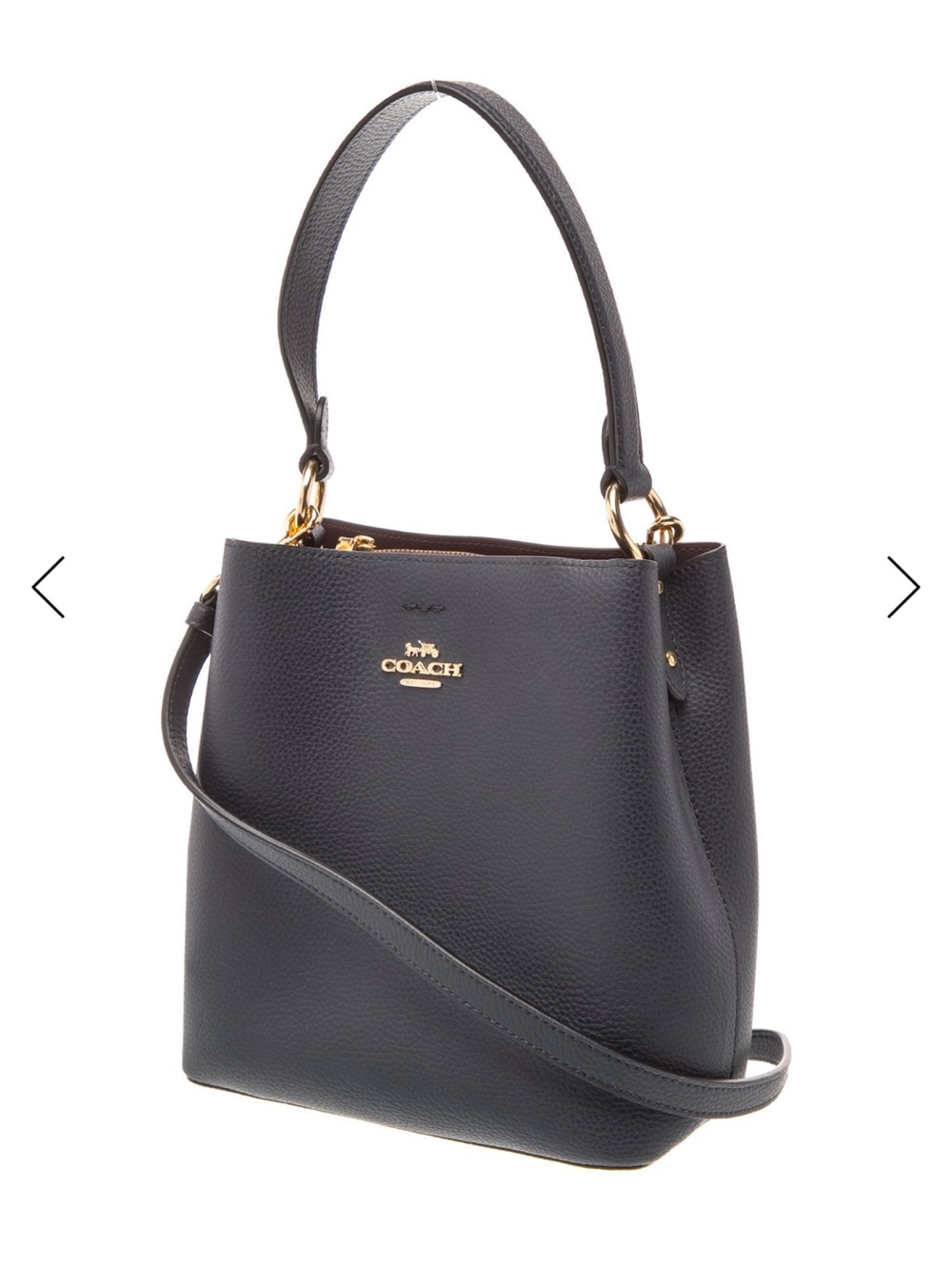 Coach Black Pebbled Leather Bucket Shoulder Bag with Gold Hardware